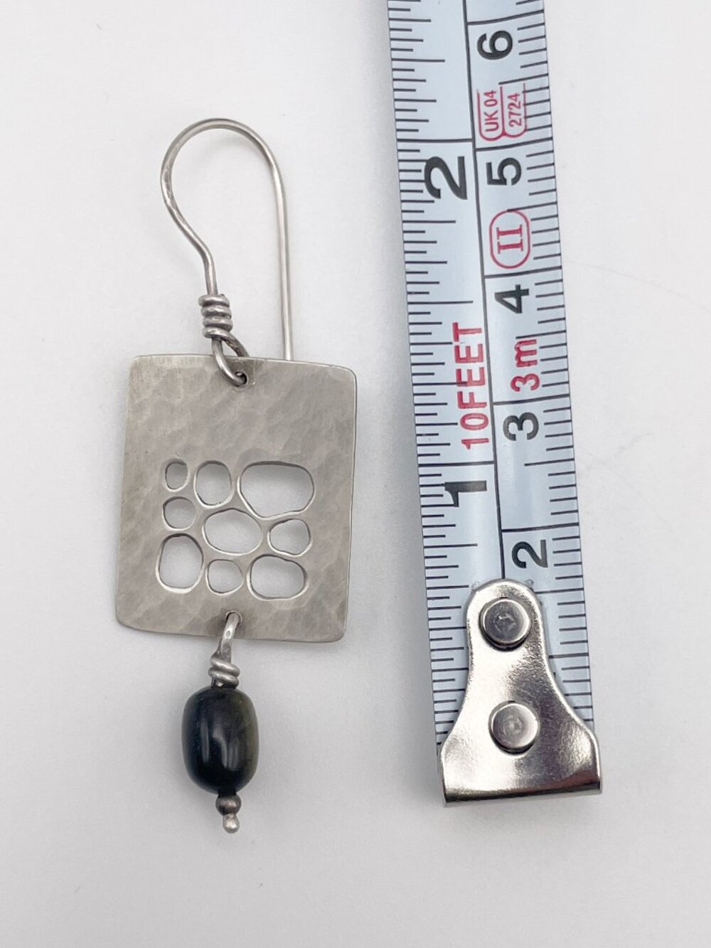 Sterling Silver 925 Earrings with Gold Sheen Obsidian Beads - Picture 4 of 4